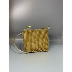 Vintage 90s Y2K Mini Metallic Gold Beaded Party Bag Purse Formal Evening Bag VTG
